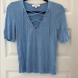 Blue Lace Up Top